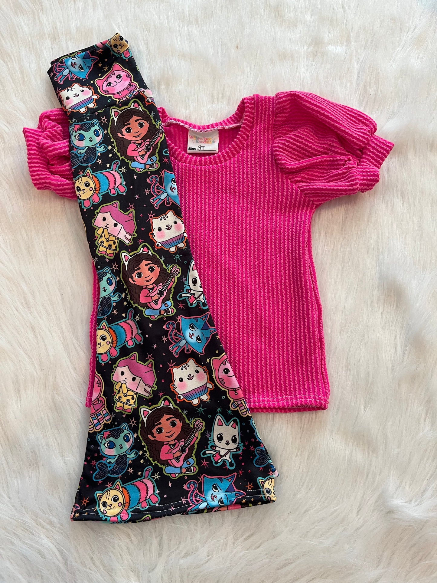 Hot Pink Urban Rib Tank with Petal Sleeve add on