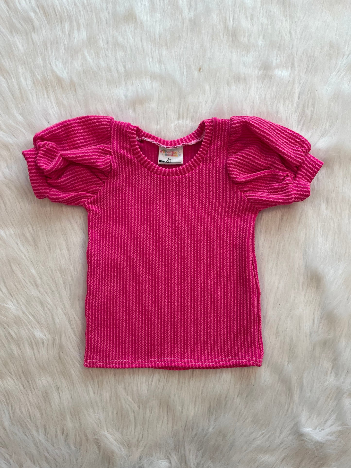 Hot Pink Urban Rib Tank with Petal Sleeve add on
