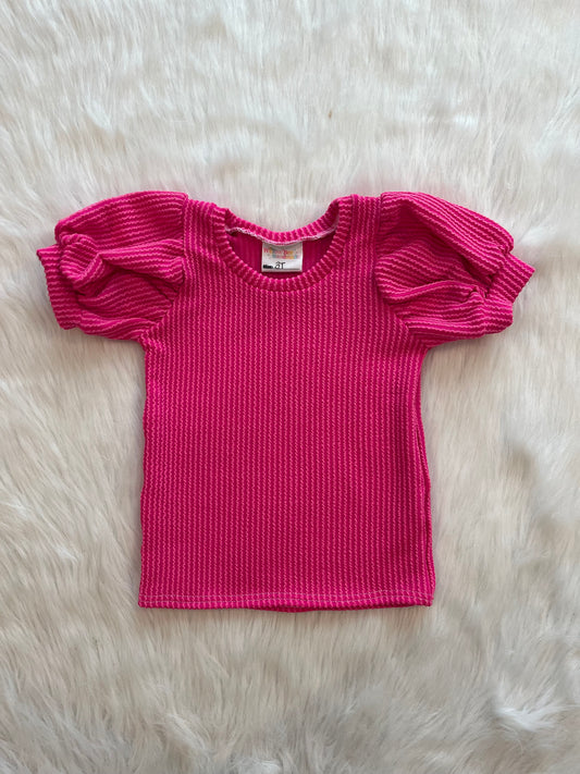 Hot Pink Urban Rib Tank with Petal Sleeve add on